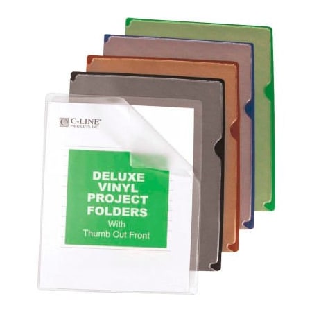 C-Line Products C-Line Products Deluxe Vinyl Project Folders with Colored Backs, 11 x 8 1/2, 35/BX 62150